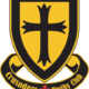 Crusaders Rugby Club emblem from Oakville: a gold shield with a black border and central black cross, with a curved black banner below reading “Crusaders Rugby Club” and a red maple leaf.