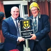 Bob Nye being presented the Holt O Meara Founders Award in 2018