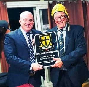 Bob Nye being presented the Holt O Meara Founders Award in 2018