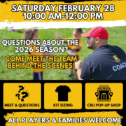 Crusaders Rugby Club Oakville Meet the Coaches Day poster featuring a coach on the field and event details.